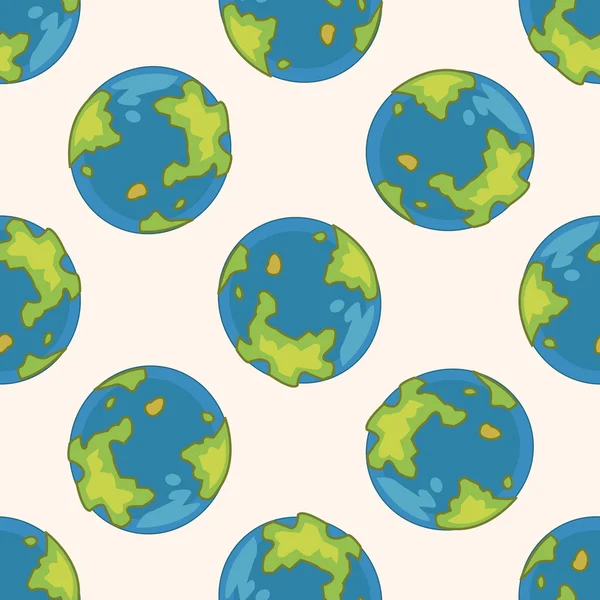 Tierra espacial, dibujos animados sin costura patrón de fondo — Vector de stock