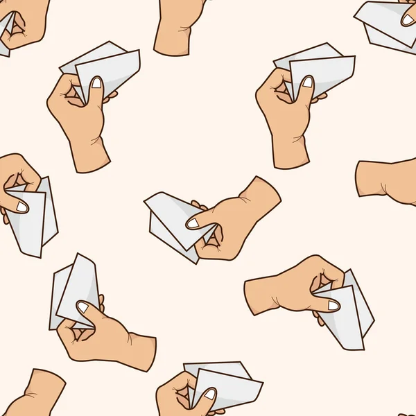 Papel de mano, dibujos animados sin costura patrón de fondo — Vector de stock