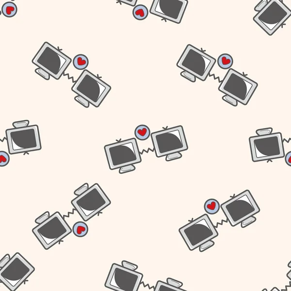 Computer-bezogene Desktop-Symbol, Cartoon nahtlose Muster Hintergrund — Stockvektor