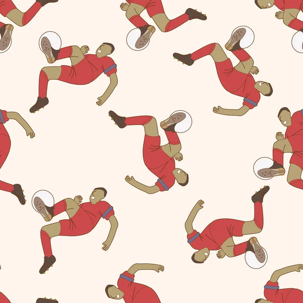 Sport voetbalspeler, cartoon naadloze patroon achtergrond — Stockvector