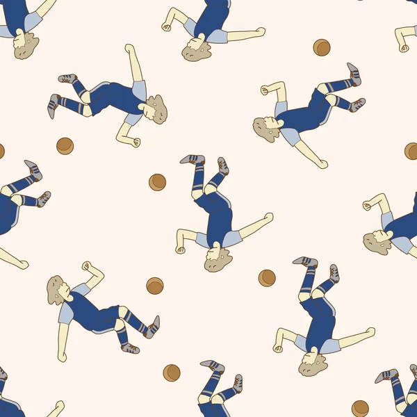 Sport Fußballspieler, Cartoon nahtlose Muster Hintergrund — Stockvektor