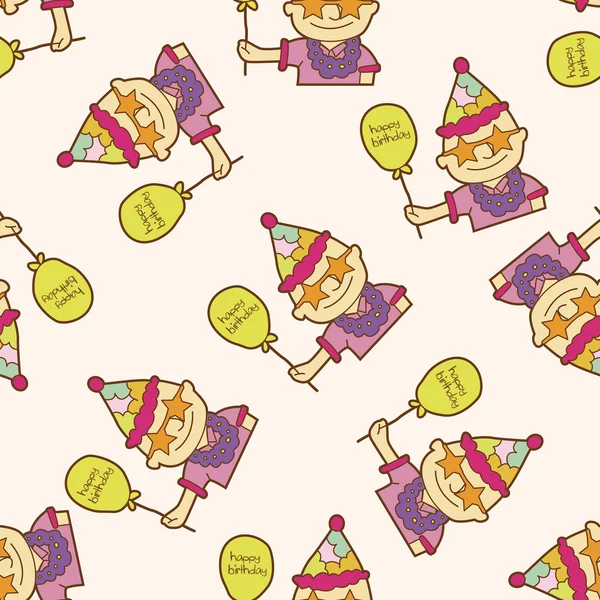 Birthday, cartoon seamless pattern background — стоковый вектор