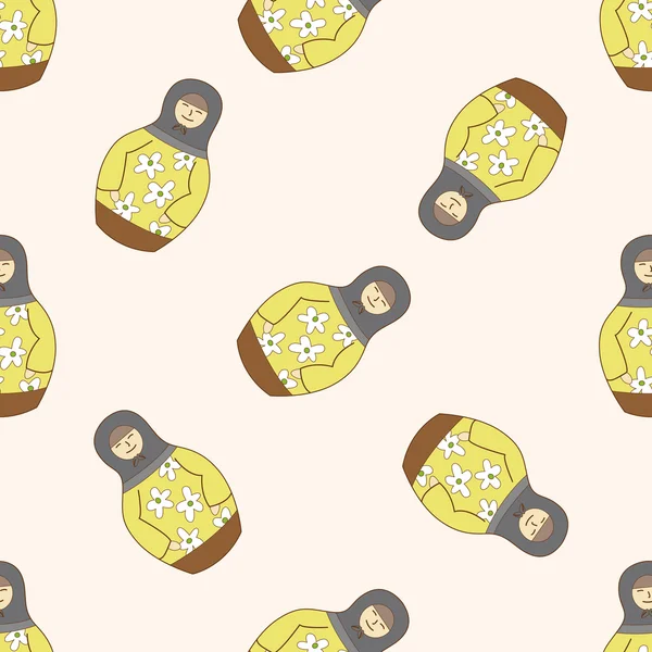 Matryoshka, Rus geleneksel ahşap oyuncak, karikatür Dikişsiz desen arka plan