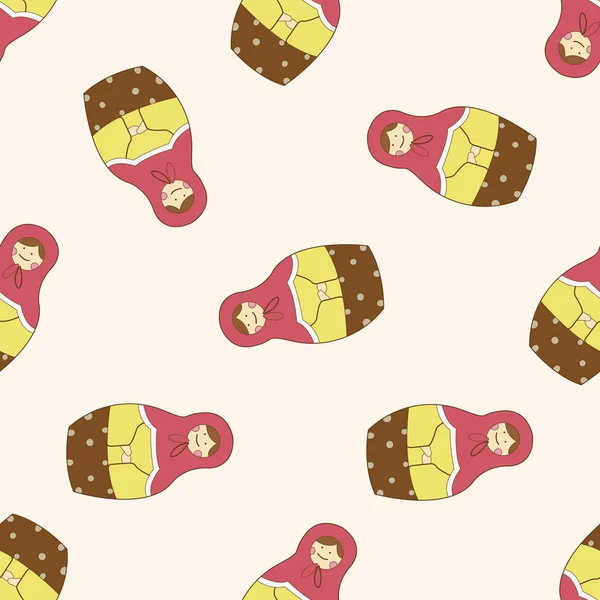 Matryoshka, Rus geleneksel ahşap oyuncak, karikatür Dikişsiz desen arka plan