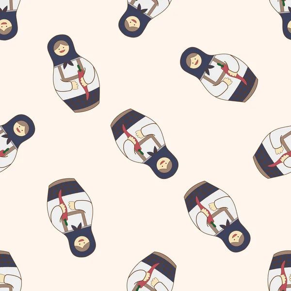 Matryoshka, Rus geleneksel ahşap oyuncak, karikatür Dikişsiz desen arka plan