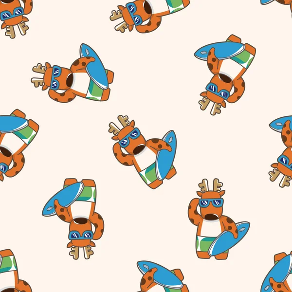 Dierlijke moose zomer cartoon, cartoon naadloze patroon achtergrond — Stockvector