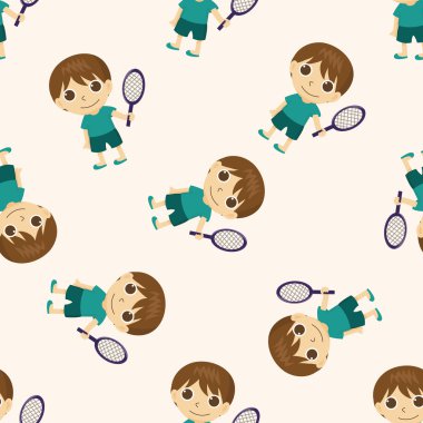 tenisçi, karikatür Dikişsiz desen arka plan