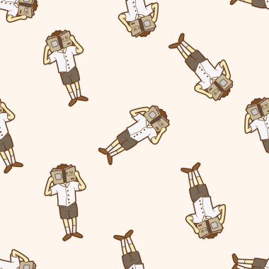 Öğrenci çizgi film, çizgi film Dikişsiz desen arka plan