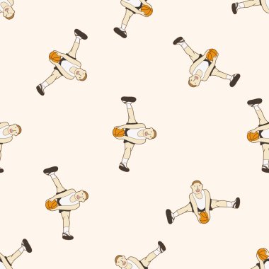 basketbol oyuncusu, karikatür Dikişsiz desen arka plan