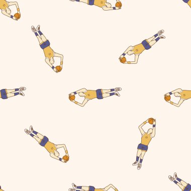basketbol oyuncusu, karikatür Dikişsiz desen arka plan