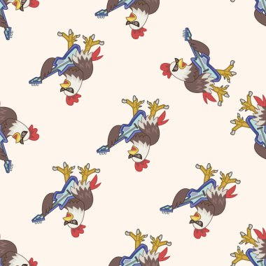 hayvan horoz enstrüman çizgi film, çizgi film Dikişsiz desen arka plan oynarken