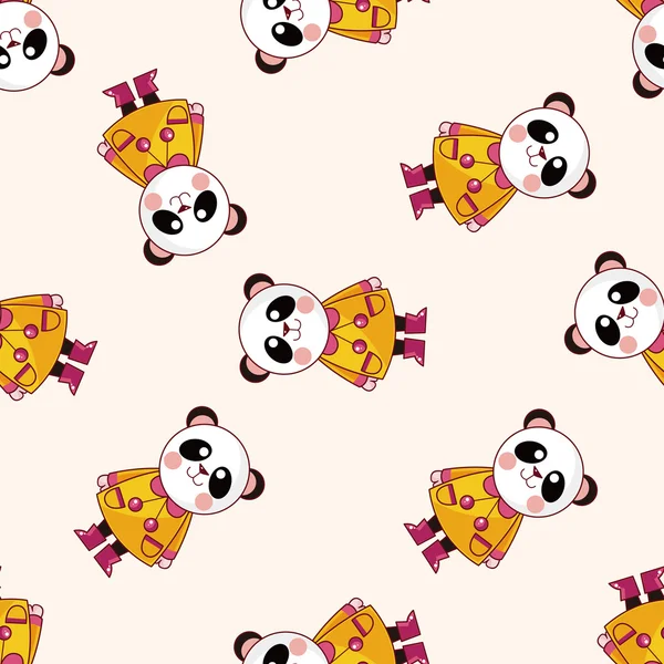 Állati panda téli karikatúra, karikatúra varrat nélküli mintát háttér — Stock Vector