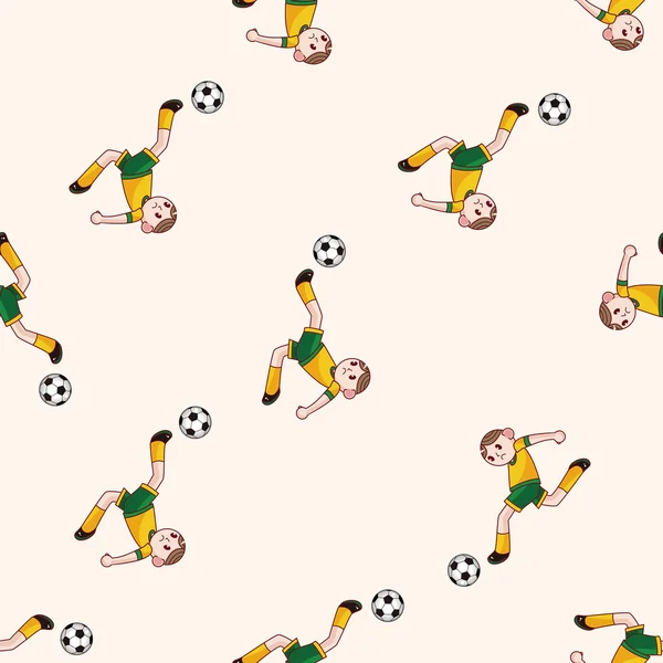 Sport soccer player , cartoon seamless pattern background — Stock Vector