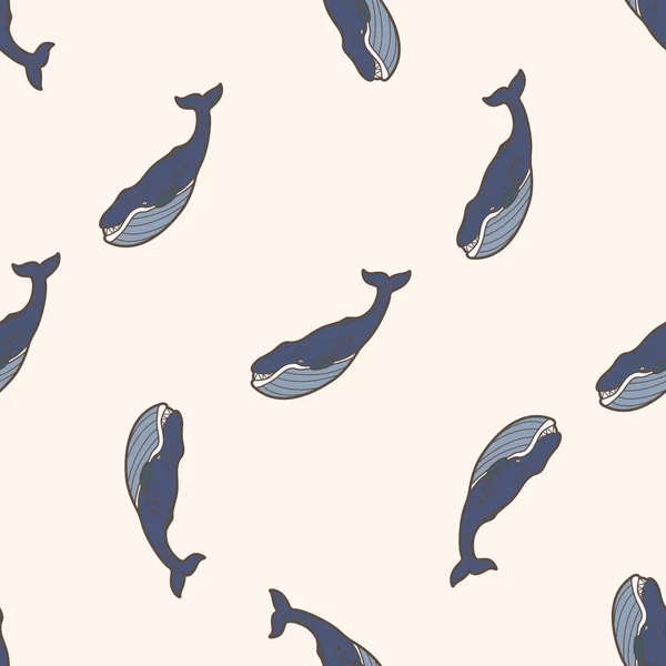 Animal de mer dessin animé baleine, dessin animé sans couture motif fond — Image vectorielle