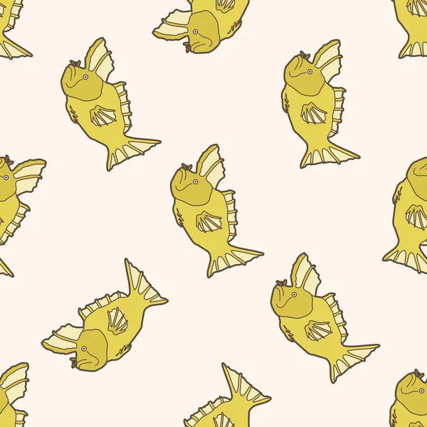 바다 동물 물고기 만화, 만화 완벽 한 패턴 배경 — 스톡 벡터
