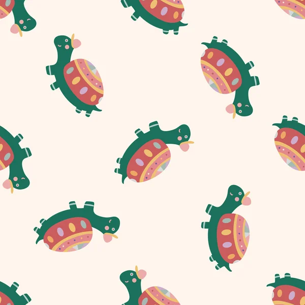 Zvířecí želva kreslená, kreslený vzor bezešvé pozadí — Stockový vektor