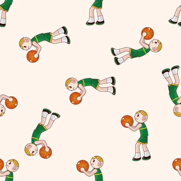 Basketball player cartoon , cartoon seamless pattern background — Stock Vector