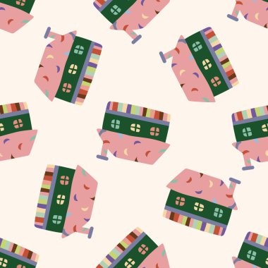 Dikişsiz desen arka plan ev inşa, çizgi film