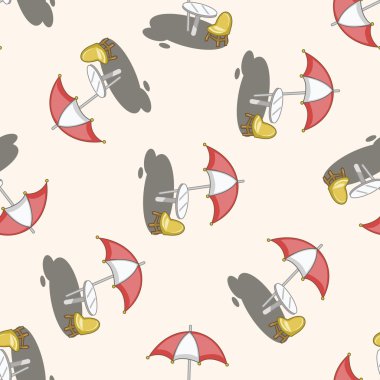şemsiye lounge, karikatür Dikişsiz desen arka plan