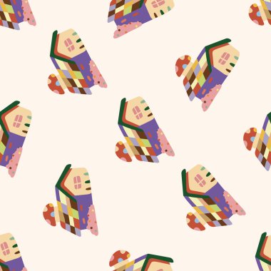 Dikişsiz desen arka plan ev inşa, çizgi film