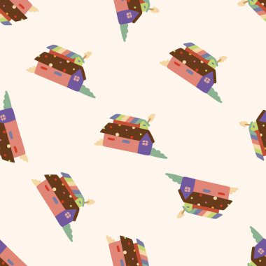 Dikişsiz desen arka plan ev inşa, çizgi film