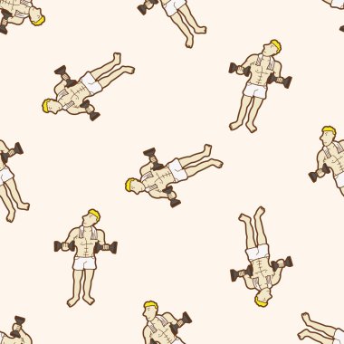 Fitness Eğitmeni, karikatür Dikişsiz desen arka plan