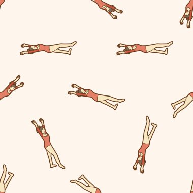 jimnastik, karikatür Dikişsiz desen arka plan