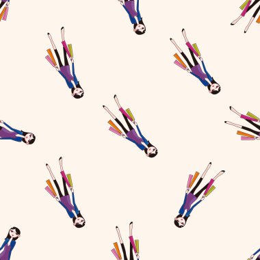 alışveriş kız, karikatür Dikişsiz desen arka plan