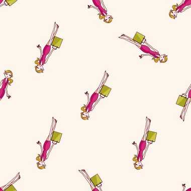 alışveriş kız, karikatür Dikişsiz desen arka plan