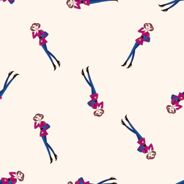 alışveriş kız, karikatür Dikişsiz desen arka plan