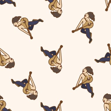 grup üye gitarist, karikatür Dikişsiz desen arka plan