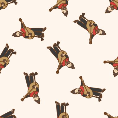 grup üye gitarist, karikatür Dikişsiz desen arka plan