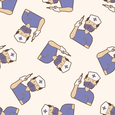 Hastane Tema hemşire, karikatür Dikişsiz desen arka plan