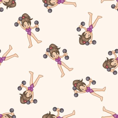 Fitness Egzersiz, karikatür Dikişsiz desen arka plan