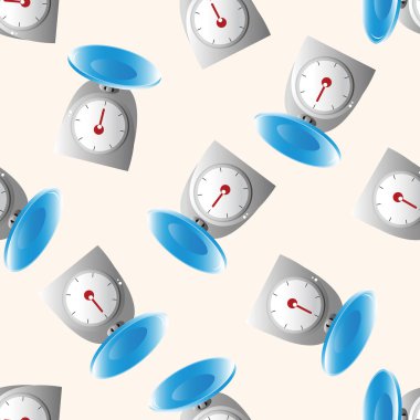 mutfak eşyaları ağırlık ölçek, karikatür Dikişsiz desen arka plan