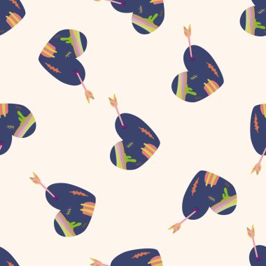 aşk kalp karikatür, karikatür Dikişsiz desen arka plan