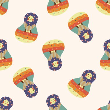 Matryoshka, Rus geleneksel ahşap oyuncak, karikatür Dikişsiz desen arka plan