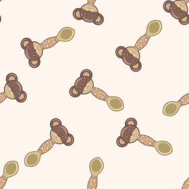 Bebek kaşık ve çatal, karikatür Dikişsiz desen arka plan