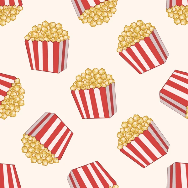 Pop corn, dessin animé fond de motif sans couture — Image vectorielle