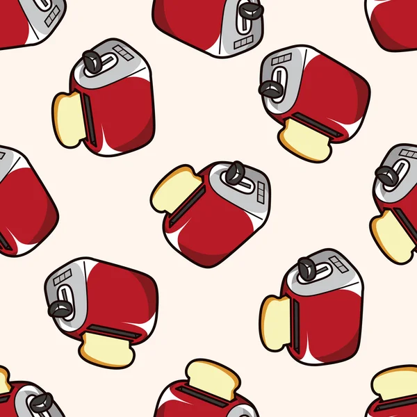Geschirr Toaster, Cartoon nahtlose Muster Hintergrund — Stockvektor