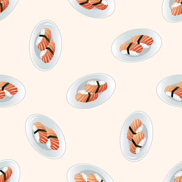 Japonais thème de la nourriture sushi, dessin animé sans couture motif fond — Image vectorielle