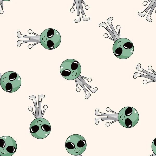 Spazio alieno, cartone animato senza soluzione di continuità modello di sfondo — Vettoriale Stock