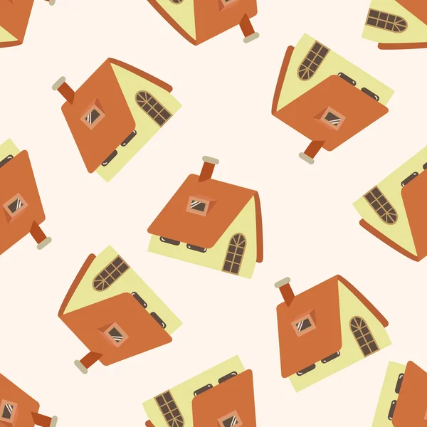 Gebäude Haus,, Cartoon nahtlose Muster Hintergrund — Stockvektor