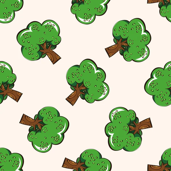 Baum, Cartoon nahtlose Muster Hintergrund — Stockvektor
