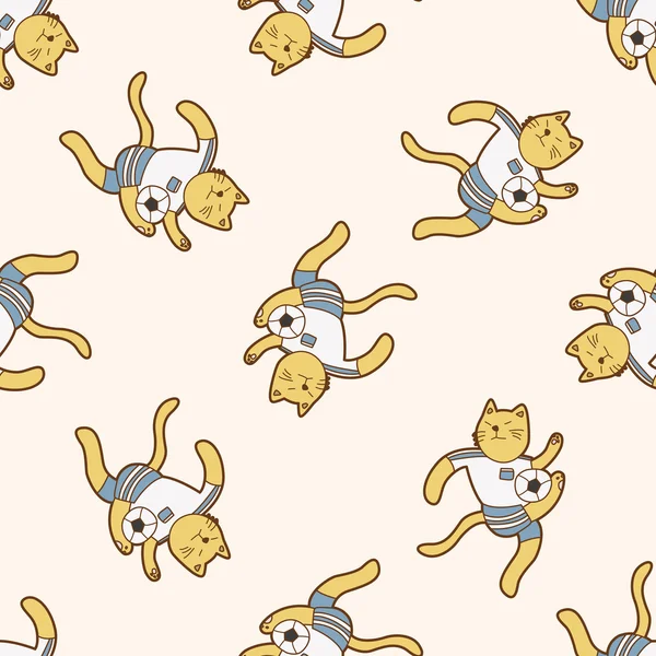 Animals play football cartoon, cartoon seamless pattern background — стоковый вектор