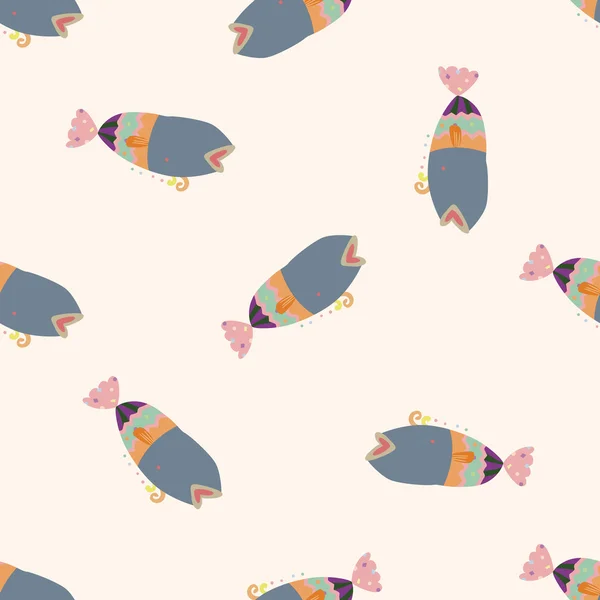 물고기, 만화 완벽 한 패턴 배경 — 스톡 벡터