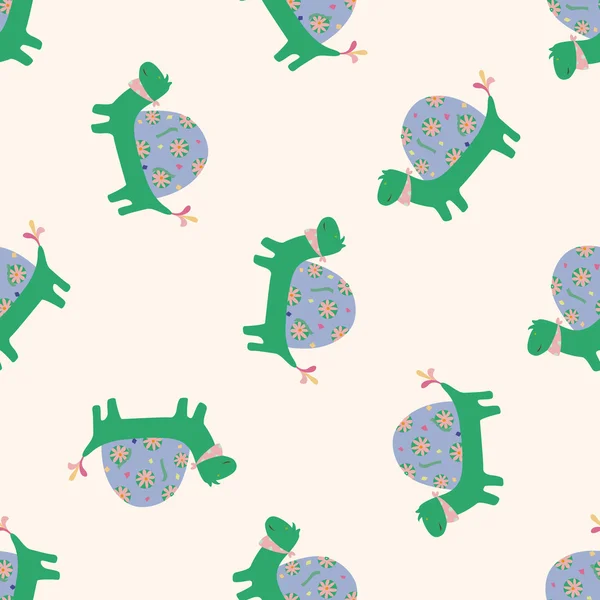 Tortuga animal, dibujos animados sin costura patrón de fondo — Vector de stock