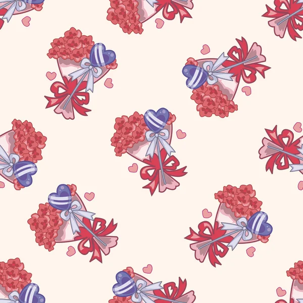 Flower bouquet , cartoon seamless pattern background — Stock Vector