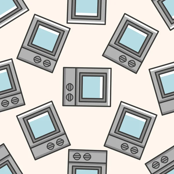 Appareils ménagers thème micro-ondes, dessin animé fond de motif sans couture — Image vectorielle