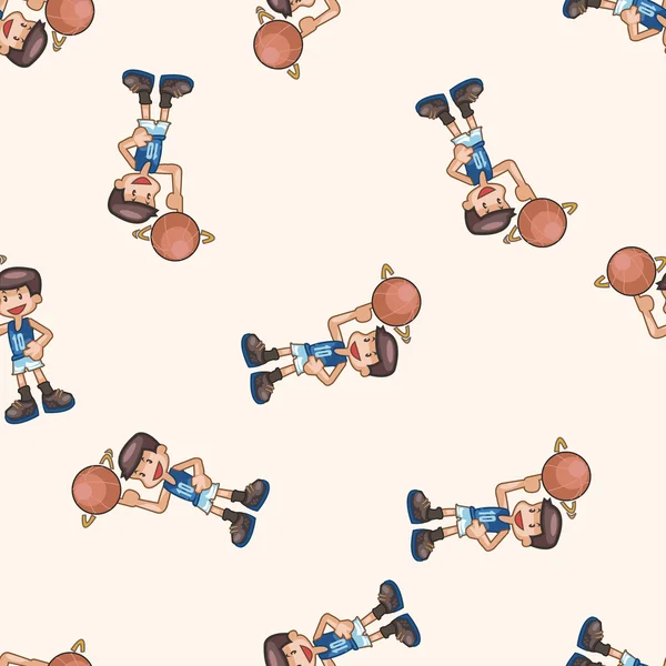 Basketball player , cartoon seamless pattern background — Stock Vector